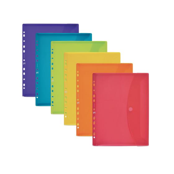 SOBRE POLIPROPILENO A4 MULTITALADRO CIERRE VELCRO 6 COLORES SURTIDOS OXFORD 400113412 (x15 unidades)