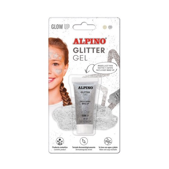 BLÍSTER GEL TRANSPARENTE CON PURPURINA PLATA ALPINO DL000605