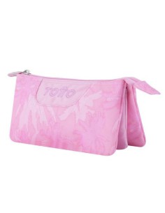 ESTUCHE ESCOLAR TRES COMPARTIMENTOS PALMERAS ROSAS - TABLERO TOTTO AC52ECO012-2210Z-8IE 2