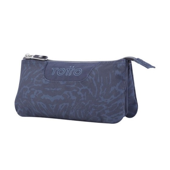 ESTUCHE ESCOLAR TRES COMPARTIMENTOS AZUL Y NEGRO GEOMETRIC - TABLERO TOTTO AC52ECO012-2210Z-3JG