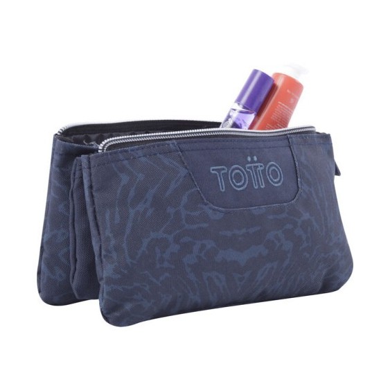 ESTUCHE ESCOLAR TRES COMPARTIMENTOS AZUL Y NEGRO GEOMETRIC - TABLERO TOTTO AC52ECO012-2210Z-3JG