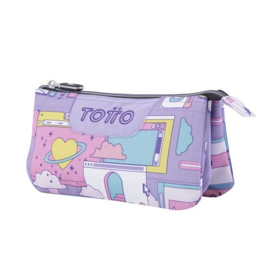 ESTUCHE ESCOLAR TRES COMPARTIMENTOS MORADO CIBER - TABLERO TOTTO AC52ECO012-2210Z-2QI