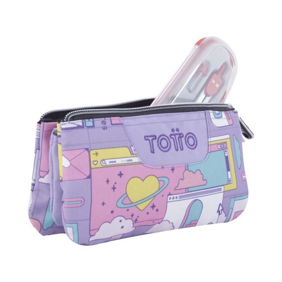 ESTUCHE ESCOLAR TRES COMPARTIMENTOS MORADO CIBER - TABLERO TOTTO AC52ECO012-2210Z-2QI