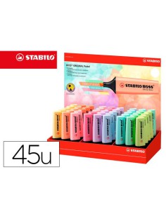 EXPOSITOR MARCADORES FLUORESCENTES PASTEL 45 UNIDADES SURTIDAS STABILO 70/45-4