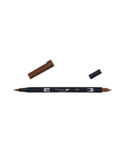 ROTULADOR DOBLE PUNTA PINCEL DUAL BRUSH-879 - COLOR BROWN. TOMBOW ABT-879