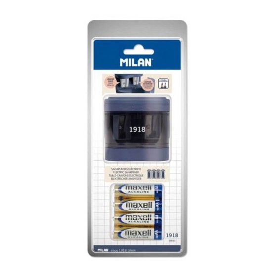 BLÍSTER SACAPUNTAS ELÉCTRICO MAXI-REGULAR (PILAS INCLUIDAS) SERIE 1918, AZUL MARINO MILAN BWM10278B