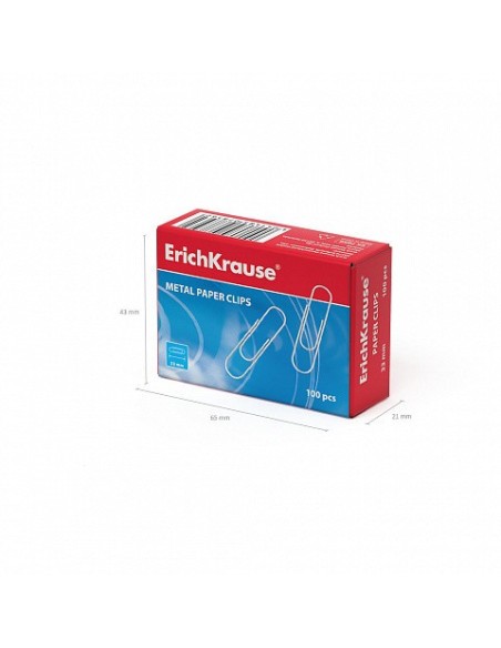 CAJA 100 CLIPS DE PAPEL NIQUELADOS 33MM ERICH KRAUSE 7856