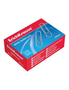 CAJA 100 CLIPS DE PAPEL NIQUELADOS 28MM ERICH KRAUSE 7855