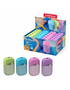 SACAPUNTAS DE PLÁSTICO S-SHARP CON DEPÓSITO, COLOR: SURTIDO ERICH KRAUSE 56035 (x24 unidades)