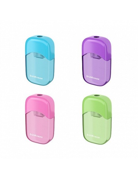 SACAPUNTAS DE PLÁSTICO S-SHARP CON DEPÓSITO, COLOR: SURTIDO ERICH KRAUSE 56035 (x24 unidades)