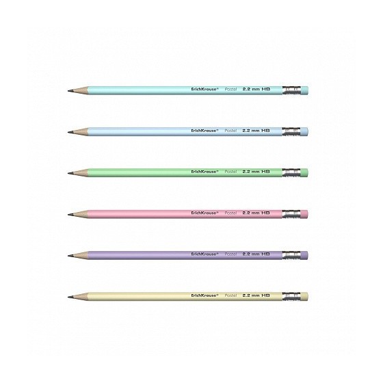 LÁPIZ DE GRAFITO TRIANGULAR CON GOMA PASTEL HB ERICH KRAUSE 56006 (x12 unidades)