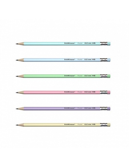 LÁPIZ DE GRAFITO TRIANGULAR CON GOMA PASTEL HB ERICH KRAUSE 56006 (x12 unidades)