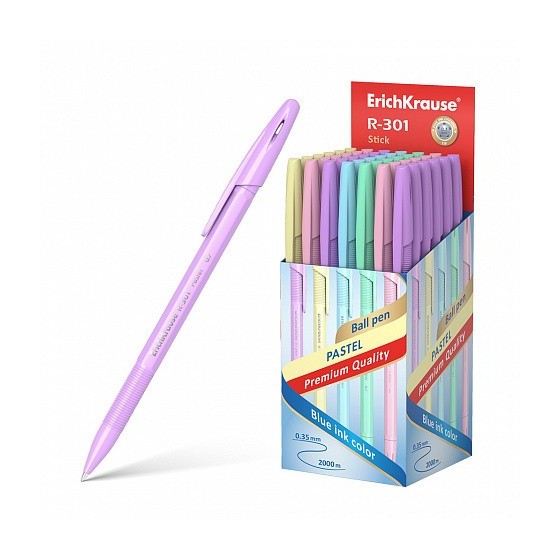 BOLÍGRAFO DE BOLA R-301 PASTEL STICK 0.7, COLOR DE LA TINTA AZUL ERICH KRAUSE 55387 (x50 unidades)