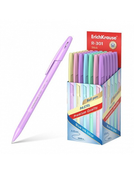 BOLÍGRAFO DE BOLA R-301 PASTEL STICK 0.7, COLOR DE LA TINTA AZUL ERICH KRAUSE 55387 (x50 unidades)