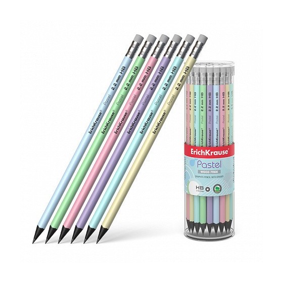 LÁPIZ DE GRAFITO REDONDO CON GOMA PASTEL HB ERICH KRAUSE 55272 (x42 unidades)