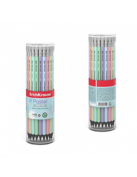 LÁPIZ DE GRAFITO REDONDO CON GOMA PASTEL HB ERICH KRAUSE 55272 (x42 unidades)