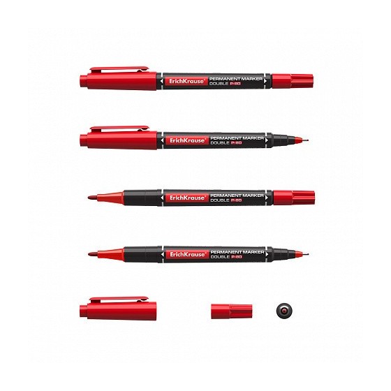 MARCADOR PERMANENTE DOBLE PUNTA DOUBLE P-80, COLOR AZUL ERICH KRAUSE 48184 (x12 unidades)