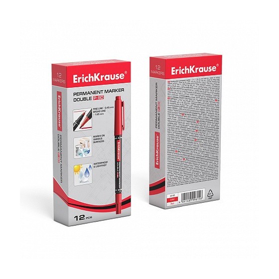 MARCADOR PERMANENTE DOBLE PUNTA DOUBLE P-80, COLOR AZUL ERICH KRAUSE 48184 (x12 unidades)