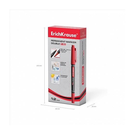MARCADOR PERMANENTE DOBLE PUNTA DOUBLE P-80, COLOR AZUL ERICH KRAUSE 48184 (x12 unidades)