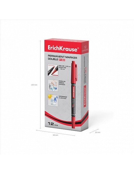 MARCADOR PERMANENTE DOBLE PUNTA DOUBLE P-80, COLOR AZUL ERICH KRAUSE 48184 (x12 unidades)