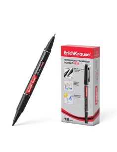MARCADOR PERMANENTE DOBLE PUNTA DOUBLE P-80, COLOR: NEGRO ERICH KRAUSE 48183 (x12 unidades)