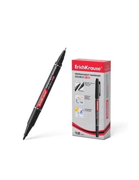 MARCADOR PERMANENTE DOBLE PUNTA DOUBLE P-80, COLOR: NEGRO ERICH KRAUSE 48183 (x12 unidades)