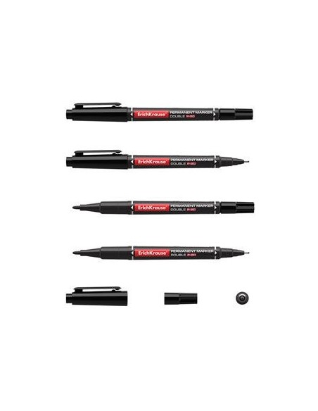 MARCADOR PERMANENTE DOBLE PUNTA DOUBLE P-80, COLOR: NEGRO ERICH KRAUSE 48183 (x12 unidades)