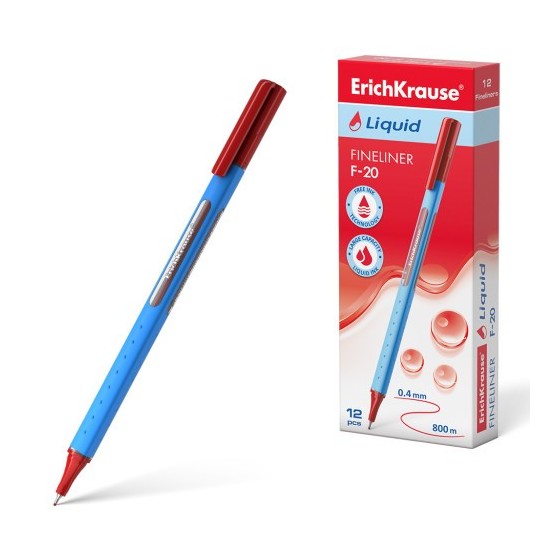 FINELINER LIQUID F-20, COLOR DE LA TINTA: ROJO ERICH KRAUSE 47971 (x12 unidades)