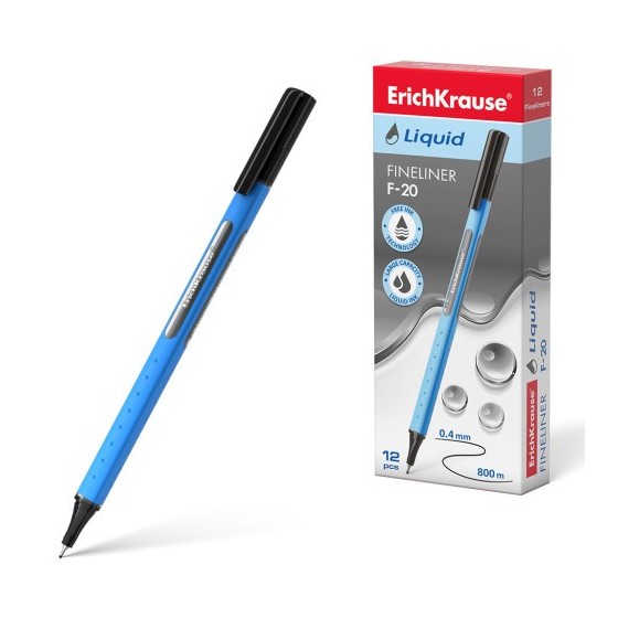 FINELINER LIQUID F-20, COLOR DE LA TINTA: NEGRO ERICH KRAUSE 47970 (x12 unidades)