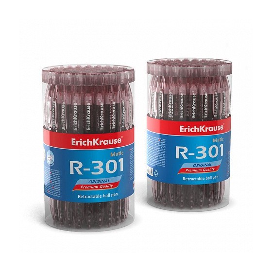 BOLÍGRAFO DE BOLA AUTOMÁTICO R-301 ORIGINAL MATIC 0.7, COLOR DE LA TINTA: ROJO ERICH KRAUSE 46766 (x60 unidades)