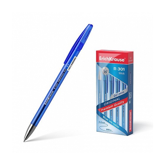 BOLÍGRAFO DE GEL R-301 ORIGINAL GEL 0.5, COLOR DE LA TINTA AZUL ERICH KRAUSE 40318 (x12 unidades)