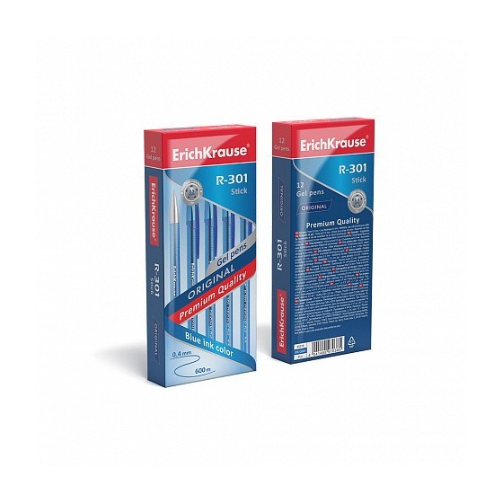 BOLÍGRAFO DE GEL R-301 ORIGINAL GEL 0.5, COLOR DE LA TINTA AZUL ERICH KRAUSE 40318 (x12 unidades)