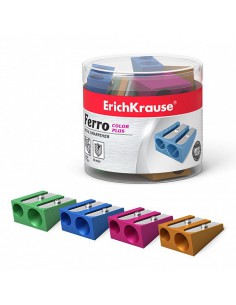 SACAPUNTAS DE ALUMINIO DOBLE FERRO COLOR PLUS, COLOR: SURTIDO ERICH KRAUSE 38015 (x20 unidades)