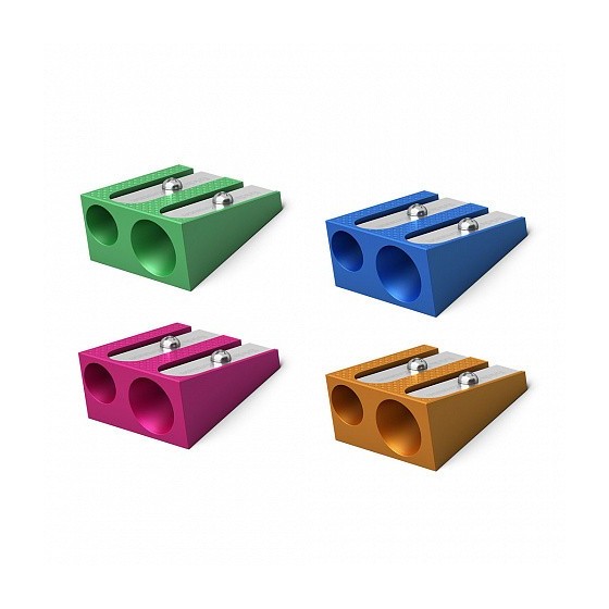 SACAPUNTAS DE ALUMINIO DOBLE FERRO COLOR PLUS, COLOR: SURTIDO ERICH KRAUSE 38015 (x20 unidades)