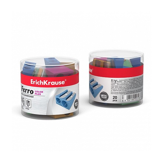 SACAPUNTAS DE ALUMINIO DOBLE FERRO COLOR PLUS, COLOR: SURTIDO ERICH KRAUSE 38015 (x20 unidades)