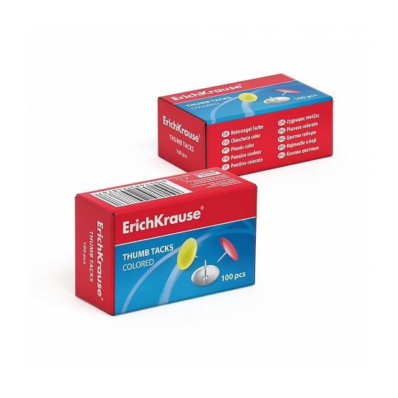 CAJA 100 CHINCHETAS DE COLORES ERICH KRAUSE 24876