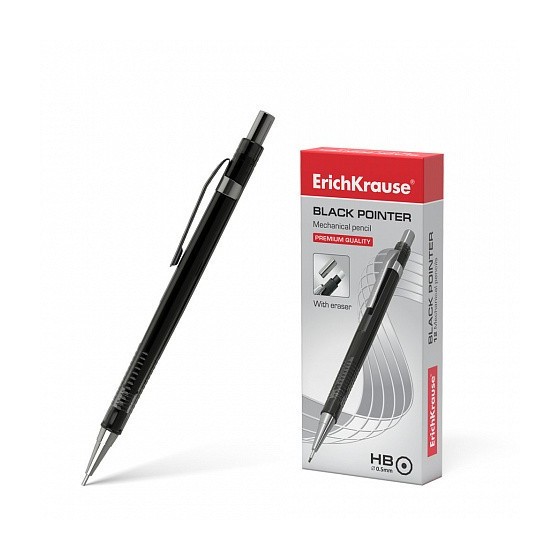 PORTAMINAS NEGRO POINTER 0.5 MM, HB ERICH KRAUSE 22005 (x12 unidades)
