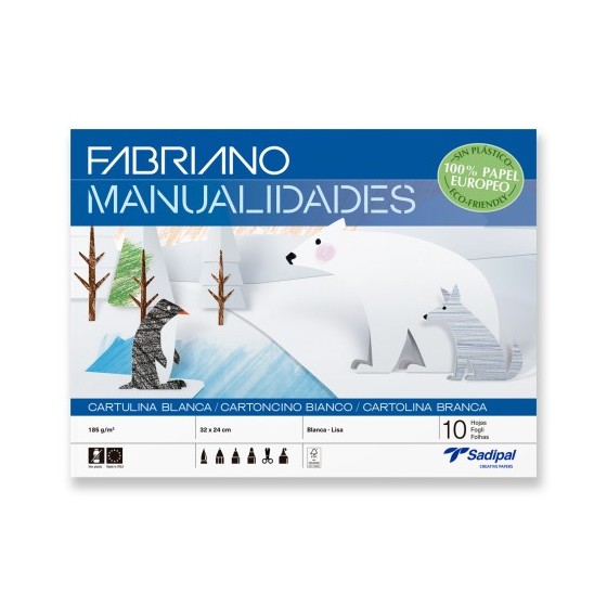 BLOC 10 HOJAS MANUALIDADES CARTULINA BLANCA FABRIANO S0400003