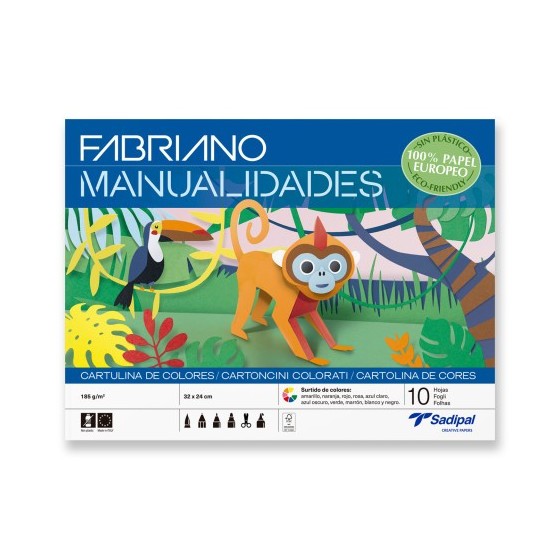BLOC 10 HOJAS MANUALIDADES CARTULINAS COLOR FABRIANO S0400002