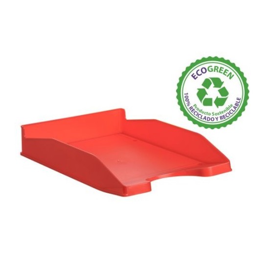 BANDEJA ECOGREEN 100% RECICLADO Y RECICLABLE APILABLE DIN A4 Y FOLIO MEDIDAS 345X255X60 MM COLOR ROJO ARCHIVO 2000 742 RJ