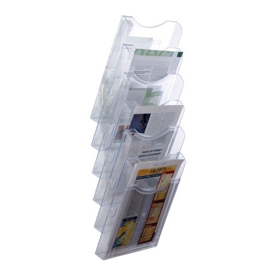 EXPOSITOR MURAL ARCHIPLAY 6 COMPARTIMENTOS A4 VERTICAL 190x235x685MM TRANSPARENTE ARCHIVO2000 6126 CS TP