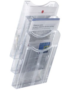 EXPOSITOR MURAL ARCHIPLAY 3 COMPARTIMENTOS A4 VERTICAL 105x235x445MM TRANSPARENTE ARCHIVO2000 6123 CS TP