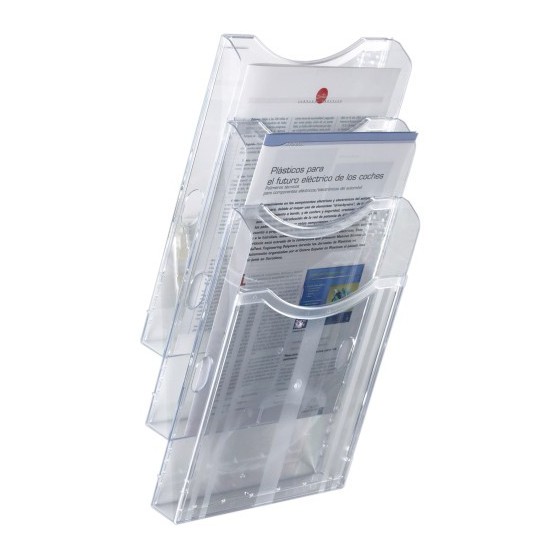 EXPOSITOR MURAL ARCHIPLAY 3 COMPARTIMENTOS A4 VERTICAL 105x235x445MM TRANSPARENTE ARCHIVO2000 6123 CS TP
