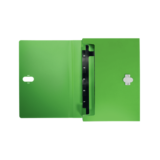 CARPETA POLIPROPILENO ACORDEON 5 POSICIONES+BOLSILLO FRONTAL BROCHE GIRATORIO A4 RECYCLE VERDE LEITZ 46240055