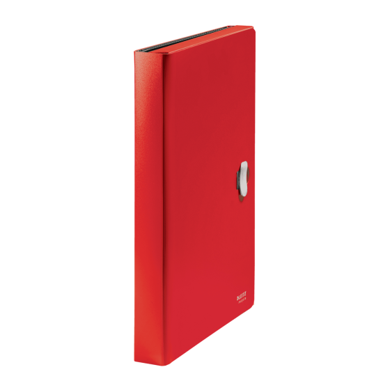 CARPETA POLIPROPILENO ACORDEON 5 POSICIONES+BOLSILLO FRONTAL BROCHE GIRATORIO A4 RECYCLE ROJO LEITZ 46240025