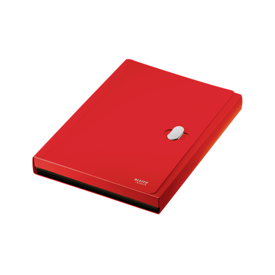 CARPETA POLIPROPILENO ACORDEON 5 POSICIONES+BOLSILLO FRONTAL BROCHE GIRATORIO A4 RECYCLE ROJO LEITZ 46240025