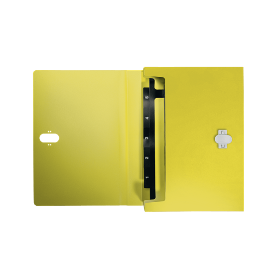 CARPETA POLIPROPILENO ACORDEON 5 POSICIONES+BOLSILLO FRONTAL BROCHE GIRATORIO A4 RECYCLE AMARILLO LEITZ 46240015