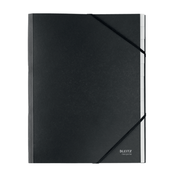 CARPETA CLASIFICADORA DE CARTON 12 POSICIONES A4 RECYCLE 100% NEGRO LEITZ 39150095