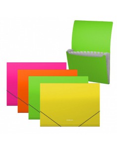 CARPETA CLASIFICADORA 12 POSICIONES POLIPROPILENO MATT NEON A4 COLORES SURTIDOS ERICH KRAUSE 50428 (x4 unidades)