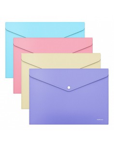 SOBRE BROCHE POLIPROPILENO OPACO A4 MATT PASTEL COLORES SURTIDOS ERICH KRAUSE 50322 (x12 unidades)